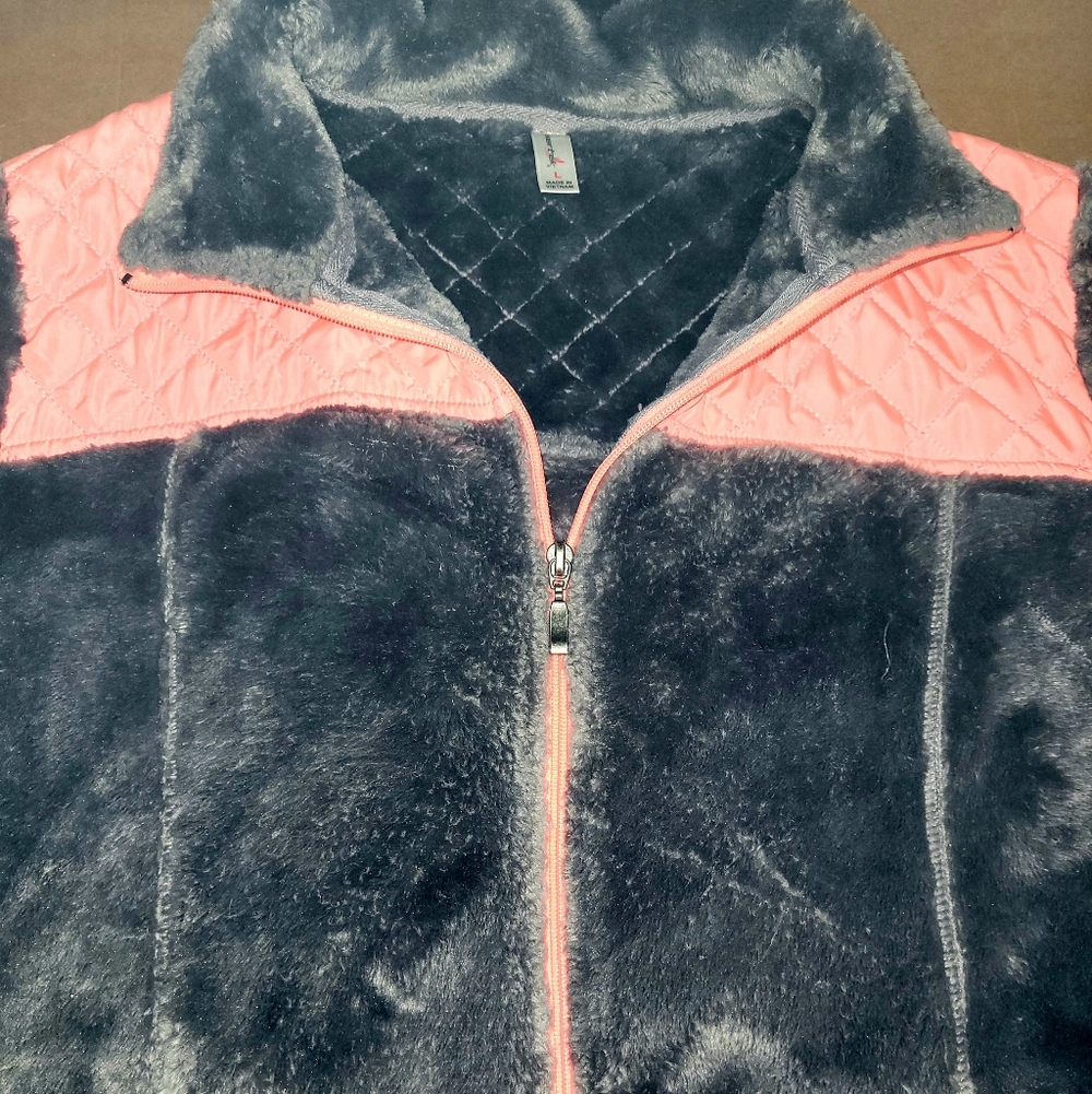 Exertek Brand Black & Coral Zip Front Jacket.  Size L.